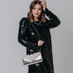 Hoxis silver evening bag. Kiss lock closure, New with tags